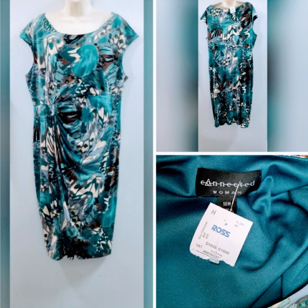 CONNECTED WOMAN ABSTRACT PRINT WRAP DRESS NWT - Picture 2 of 4